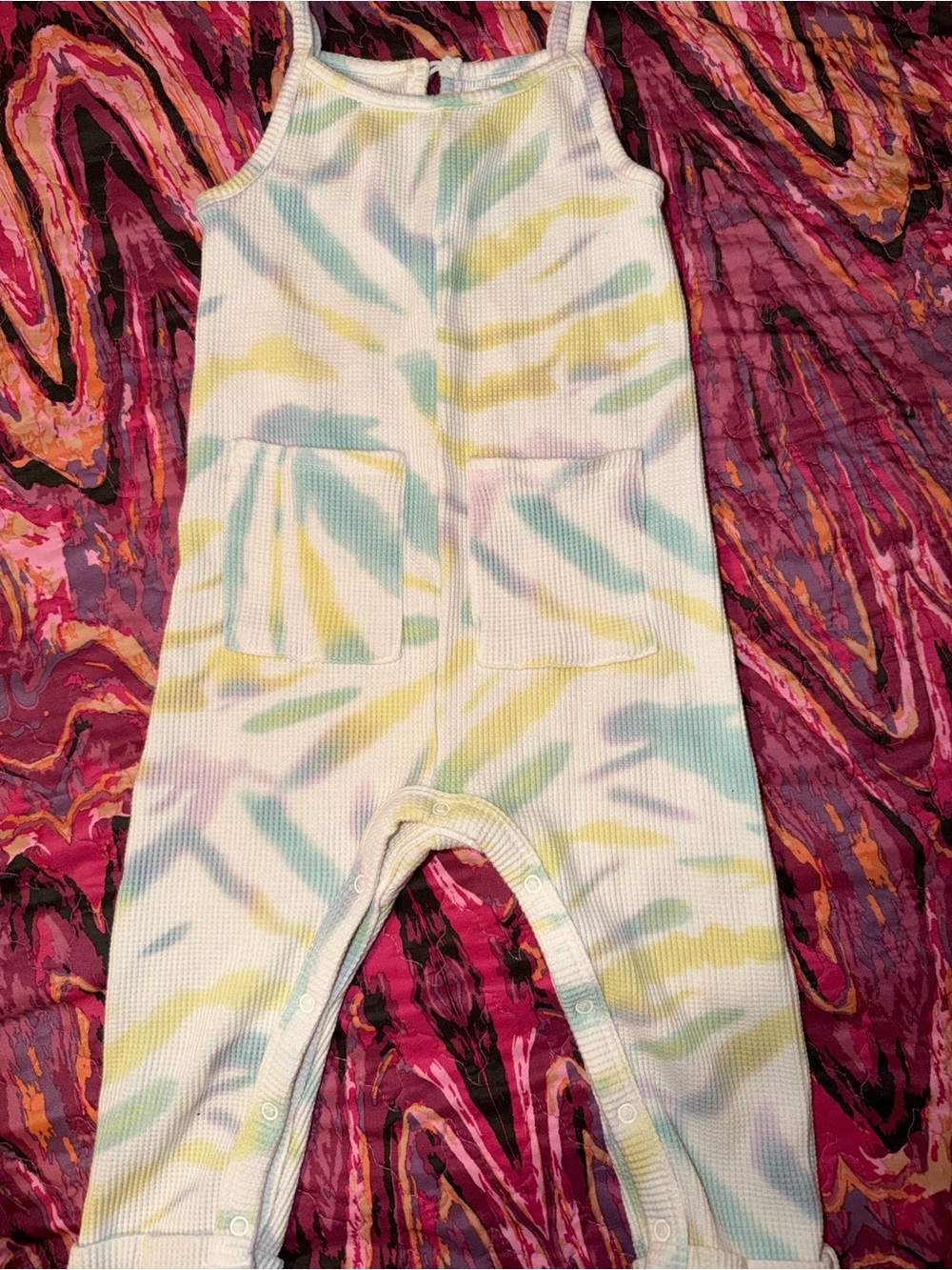 Pastel Tie-Dye Ribbed Baby Romper - White Multicolor